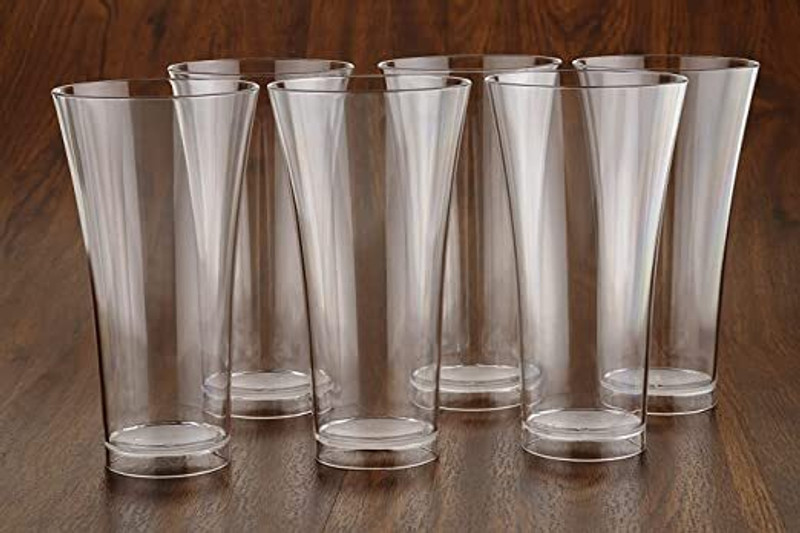 Kanha (Pack of 6) Stylish Unbreakable Plastic Fiber Drinking Glass,Water/Juice Glass Glass Set Cocktail Glass(300 ml, Plastic, Clear)