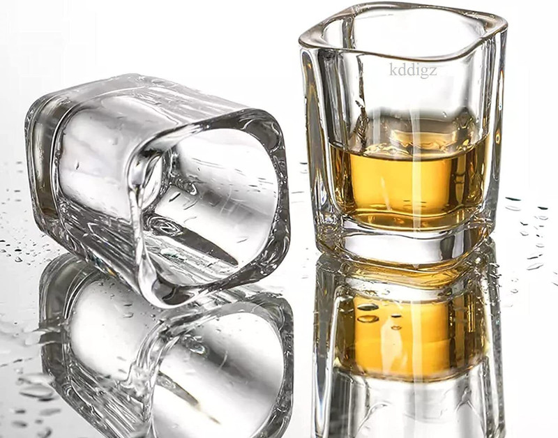 VERPHX (Pack of 2) Crystal Clear Short Glass 2 Pcs Vodka Tequila Wine Tasting Shot Glass Glass Set Shot Glass(60 ml, Glass, Clear)