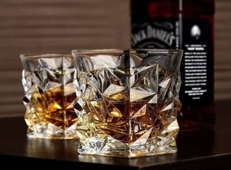 Nirvika (Pack of 6) Embossed Crystal Whiskey Glass Set Whisky Glass(300 ml, Glass, Clear)