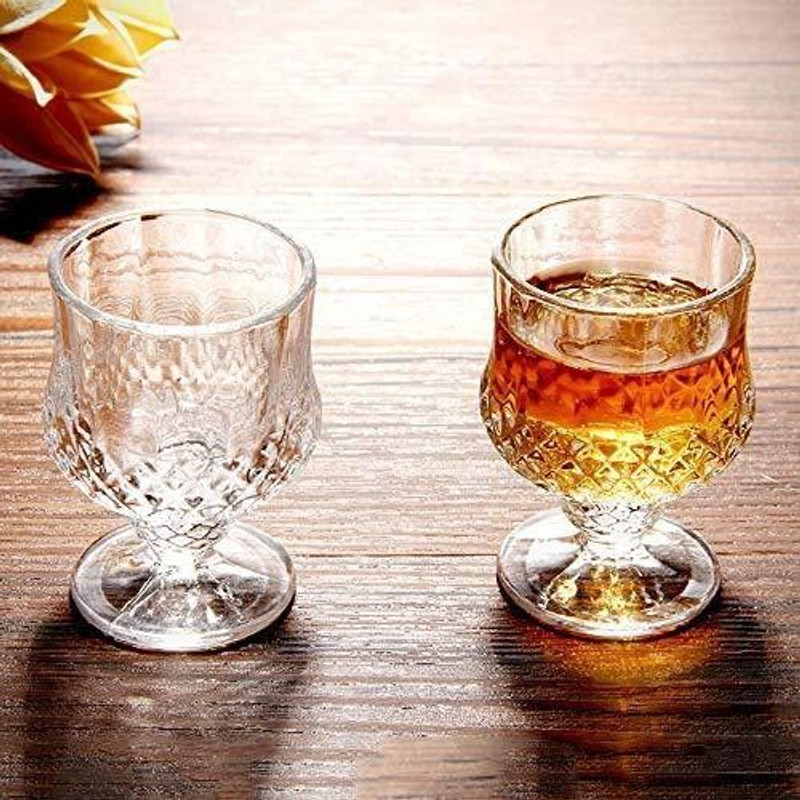 Shodwell (Pack of 2) Crystal Wine Glass - Clear Glass Wine Glass Clear Glass Wine Glass(260 ml, Glass, Clear)
