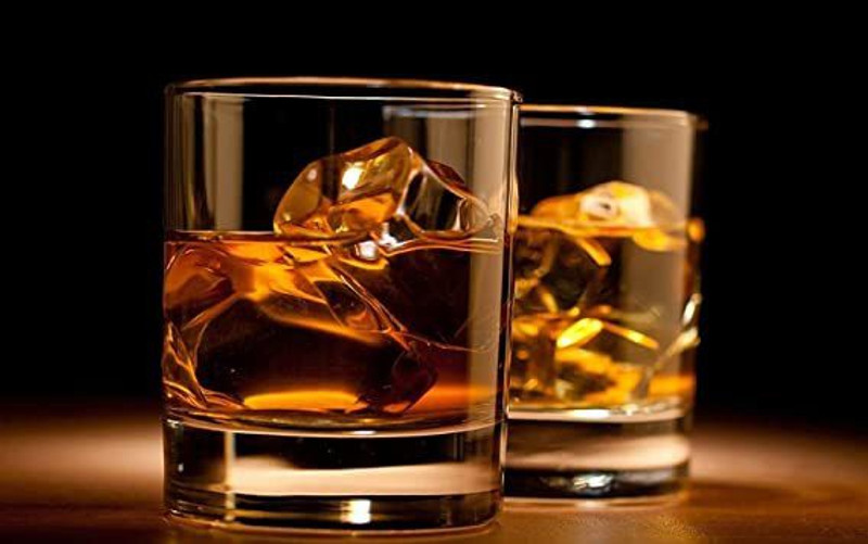 Adhunyk (Pack of 2) Whiskey Glasses,Bourbon Glasses,Premium Scotch Glasses,Rocks Glasses,Cocktail Glass Set Whisky Glass(250 ml, Glass, Clear)