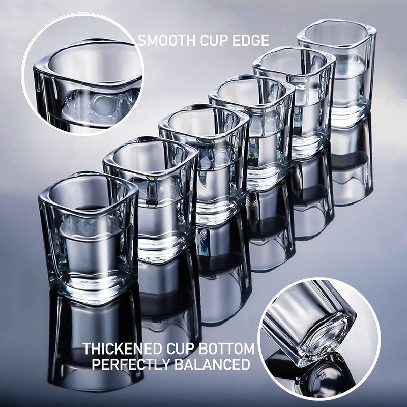 TINSUHG (Pack of 6) Shot Glass for Whiskey and Liqueurs Party Vodka & Tequila Cocktail Glass Set Shot Glass(75 ml, Glass, Clear)