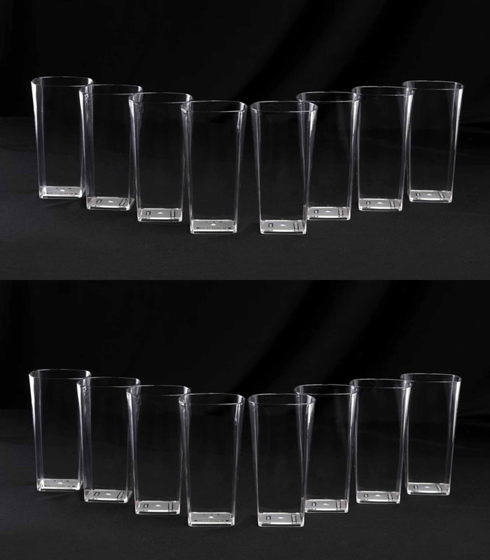 BELLERBIRD (Pack of 6) Premium Quality Unbreakable Square Shape Transparent Glass Set Water/Juice Glass(300 ml, Plastic, White)