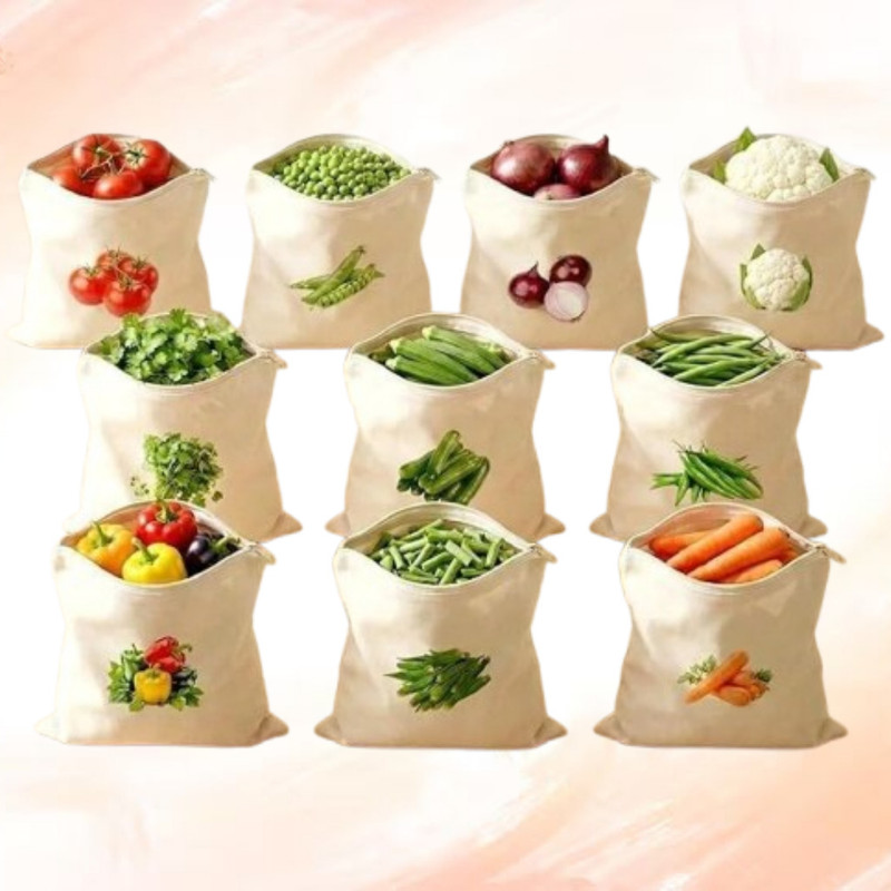 Heneric enterprise Reusable Kitchen Produce Bags Set 10 Pack Pack of 10 Grocery Bags(White)