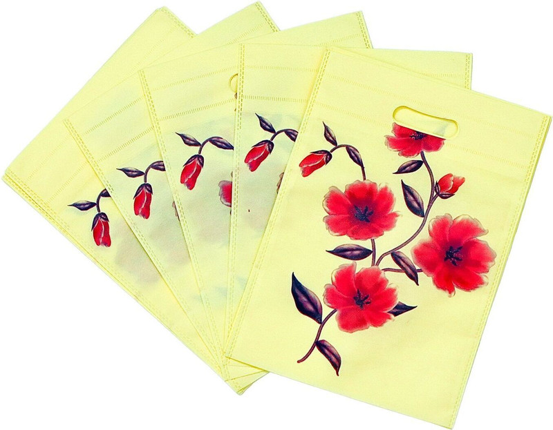 CARRY CLOUD Carry Bags 10*14Inch[Packof24] ivory D-Cut Bags Rose Handle Gifts&Versatile bags Pack of 24 Grocery Bags(Yellow)