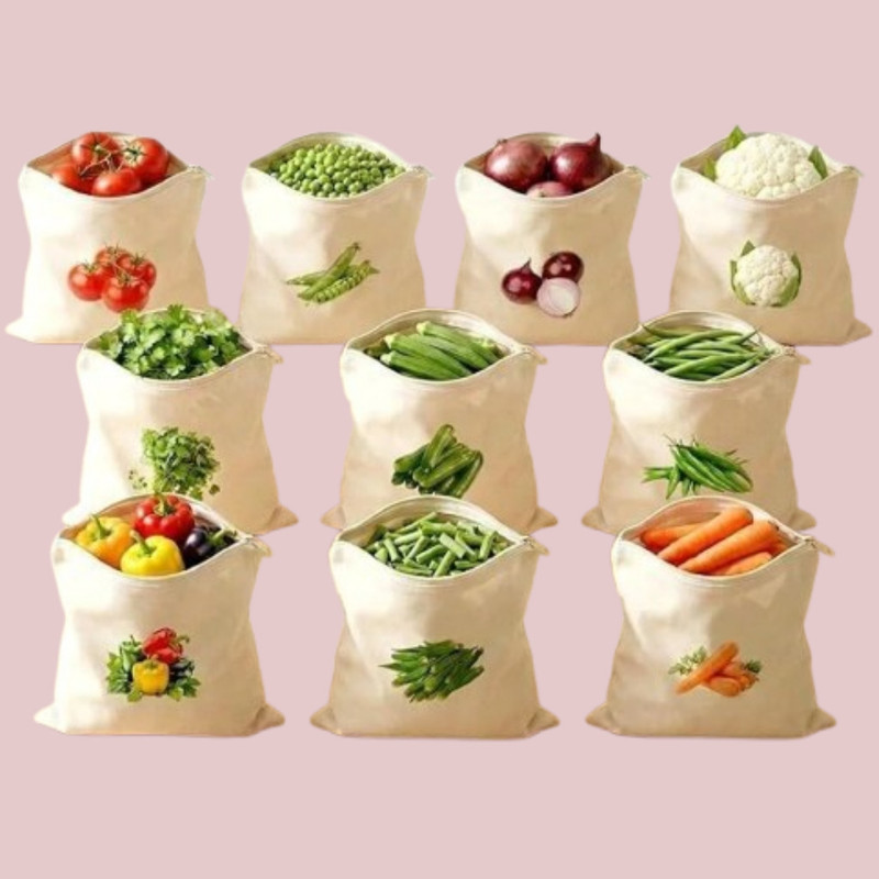 Heneric enterprise Produce Storage Bags with Seal for Kitchen 10 Pack Pack of 10 Grocery Bags(White)