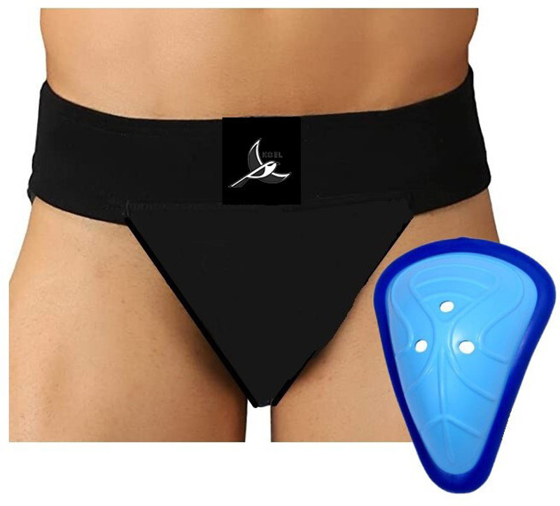 BAAZ Combo of Cotton Supporter M for Waist Size 32-34 inch & Abdomen Support AD Youth Abdominal Guard(Black)