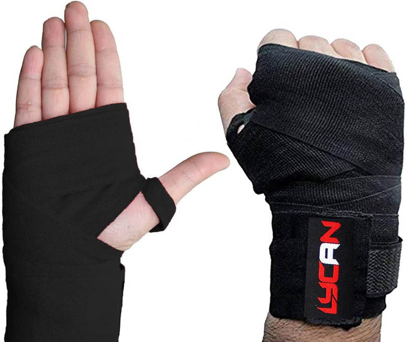 LYCAN Boxing H Wrap # Black 3 Meter in Length 1 Pair Boxing Gloves(Black)