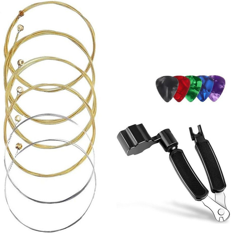 Mocking Bird Acoustic Guitar String Set with 3 in 1 Guitar String Winder ,Pin Puller , String Cutter Guitar String(Pack of 3, 6 Strings)