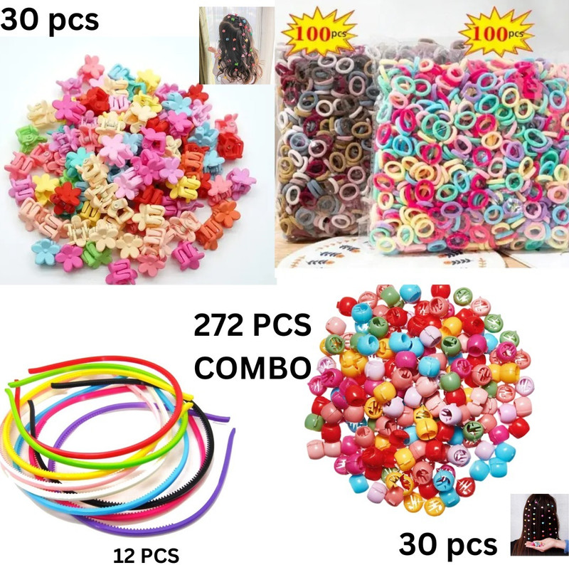 lately hair accessories combo of hair beads hair claw hair band & hair combo(Multicolor)