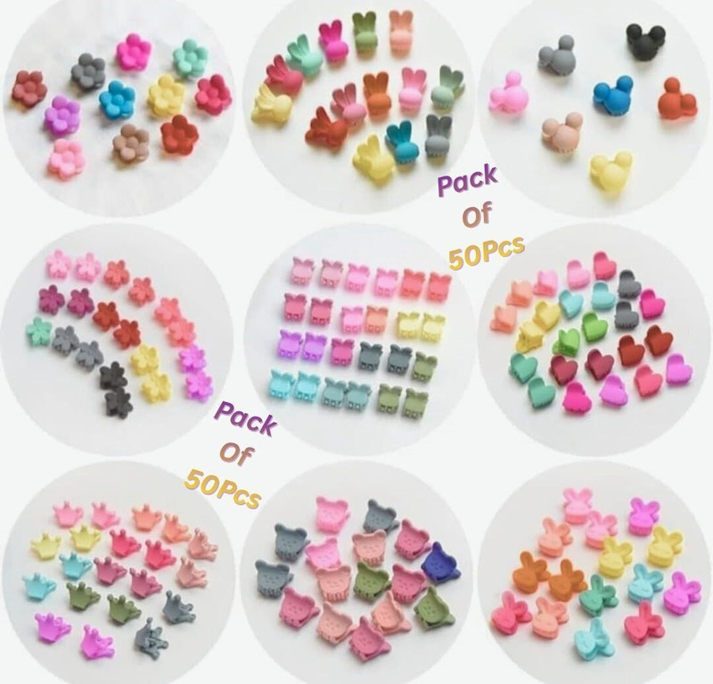 WestFashion 50 Mini Matte Plastic Pins Clamps For Girl Teens Kids and Women Hair Claw(Multicolor)