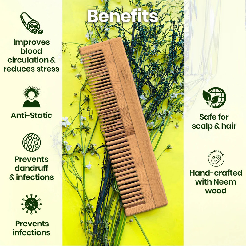 KAIASHA Neem & Sesame Oil For Multi-Actions - Detangling, Frizz Control & Shine Comb