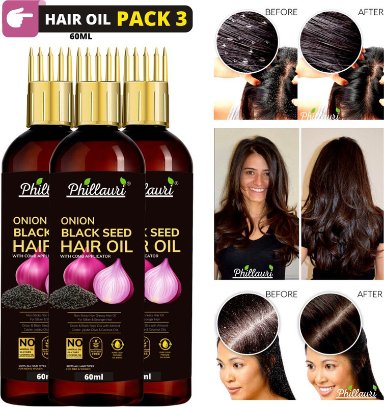 Phillauri Onion Oil For Hair Regrowth Aryuvedic Hair Oil (Pack 3) Hair