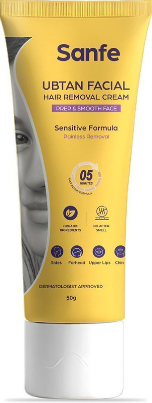 Sanfe Ubtan Facial Hair Removal Cream No Cuts, No Pain | For Women & Men Cream(50 g)