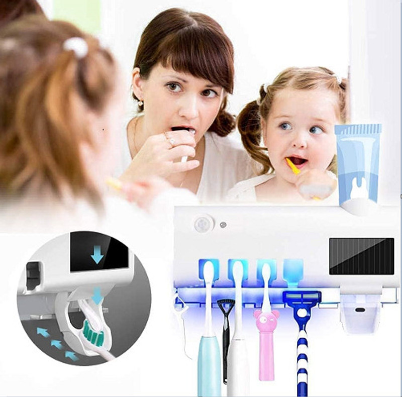 FULKIZA Smart Toothbrush Sterilizer with UV Light | Wall Mounted Toothbrush Sanitizer(4 Brushes)