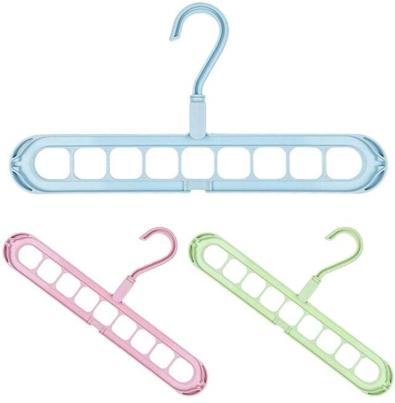 BoldFire Multifunctional Magic Hangers Nine Holes Hangers Space Saving Clothes Hangers Plastic Dress Pack of 3 Hangers For Dress