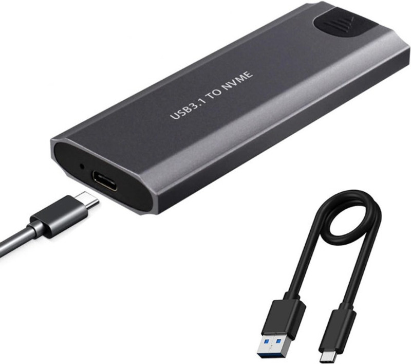 HITRIME NVMe SATA SSD Enclosure USB 3.1 GEN 2 Type-C Port 10 Gbps 2.5 inch Shock Resistant M.2 NVMe SSD external enclosure(For (M-Key & M+B Key) NVMe SSD (2230 / 2242 /2260 / 2280), Grey)