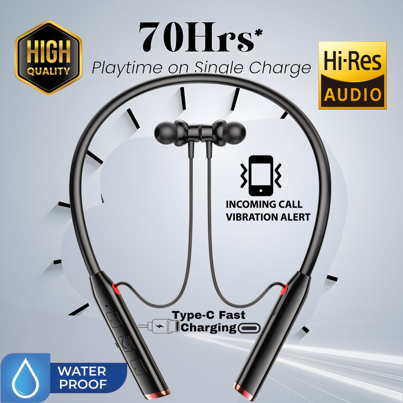 GEMFLY Vibration Alert, 48 Hours Playtime, ENC, HD Sound Quality & Stereo Bass N286 Bluetooth(Romeo Black, In the Ear)
