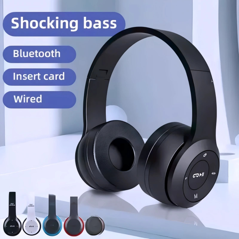 house of common Popular Wireless Headset for Movies, Music, and Gaming with Mic._ZR Bluetooth & Wired(Black, On the Ear)