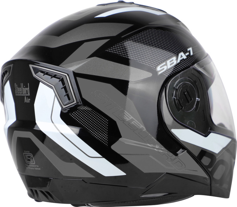 Steelbird Air SBA-7 ISS ROAD BLACK GREY XL SIZE 620 MM FLIP UP Motorbike Helmet(GLOSSY)