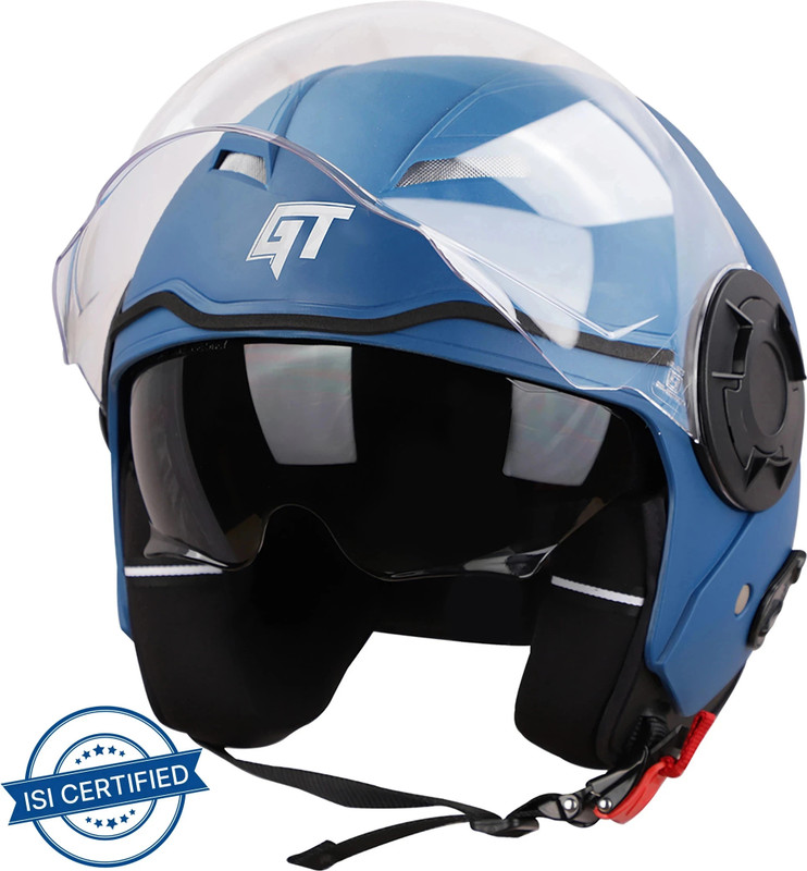 Steelbird GT ISI Certified Open Face for Men & Women with Inner Sun Shield Motorbike Helmet(Dashing Blue)