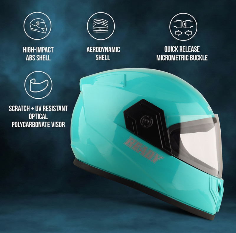 HILLIYARD Full Face Helmet for Men & Women|Stylish Bike Helmet |Clear Visor_A Motorbike Helmet(Green)