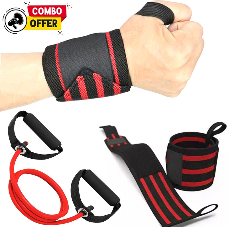 Best-Quality-Hub Shape Yoga tube With Wrist Band Combo Pack Of 2 Resistance Tube Fitness Accessory Kit Kit