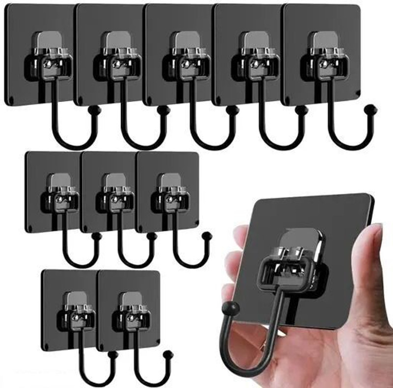 Lufasa Self-Adhesive Wall Hooks, Drill Free/Ceiling/Wall/Kitchen/Bathroom/Keys/Clothe Hook 10(Pack of 10)