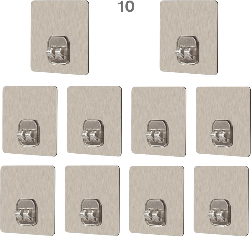 Prievado 10-Pcs Adhesive V Hooks Wall hooks for bathroom Wall hooks for Kitchen Hook 10(Pack of 10)