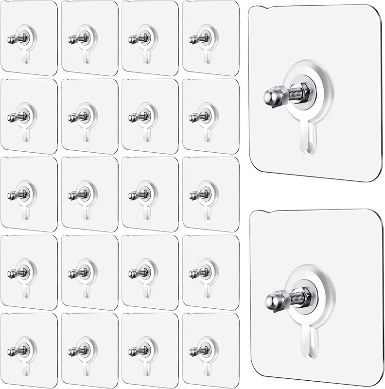 REDCARP 20 Pack Self Adhesive No Drill Water-Proof Nail Screw Hook for Bathroom,Kitchen Hook 20(Pack of 20)