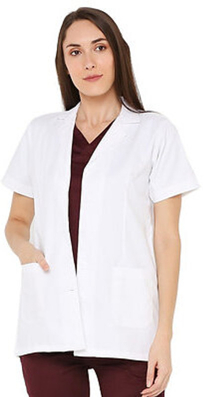 SEEMESH Polycotton Half Sleeves Lab Coat for Doctor, Nurses & Medical Students Shirt Hospital Scrub(White S)