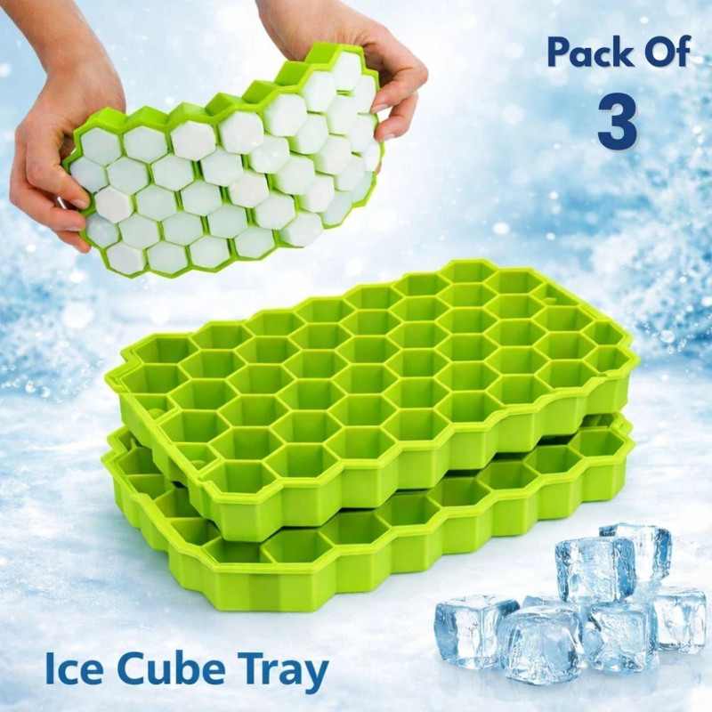 GITROX Ice Cube Trays Silicone Ice Cube Molds, Easy-Release and Flexible 37 Grid Green Plastic Ice Cube Tray(Pack of1)