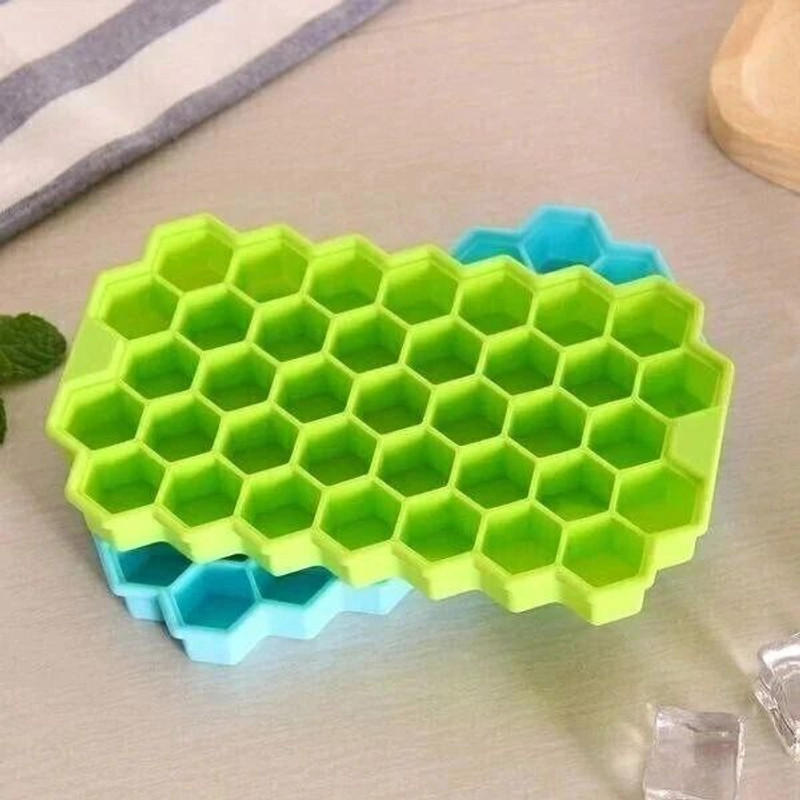 JKVT ENTERPRISE Ice Cube Tray Bule / Green Plastic Ice Cube Tray(Pack of2)