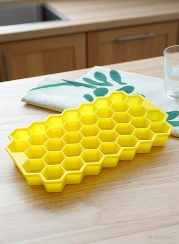 Homexah Honeycomb 37 Cavity Ice Mold for Freezer | Flexible BPA-Free with Easy Release Green Silicone Ice Cube Tray(Pack of1)