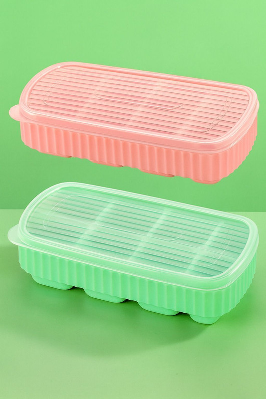 QOLAXA 37 Cubes + 8 Cubes Multicolor Silicone, Plastic Ice Cube Tray(Pack of2)