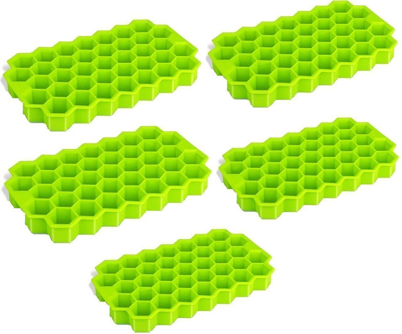 Zupaya Honeycomb Hexa Silicone Ice Cube Tray Green Silicone Ice Cube Tray(Pack of5)