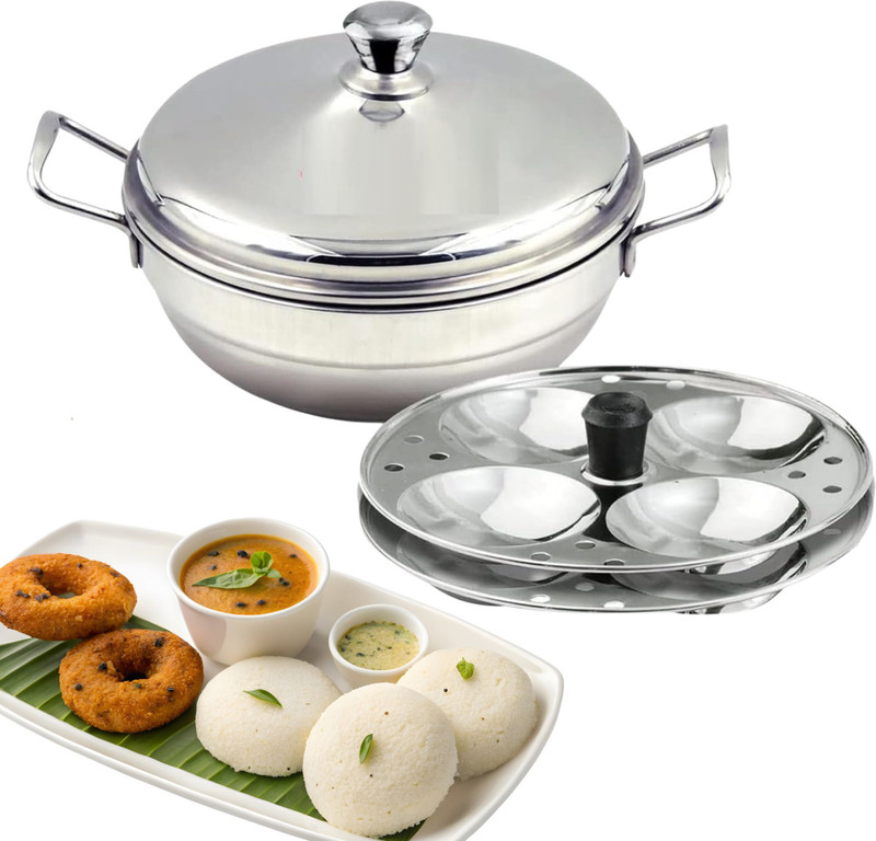 MITHALI Stainless Steel Idli Cooker with 2 Plates for Gas Stove Induction & Standard Idli Maker(2 Plates , 10 Idlis )