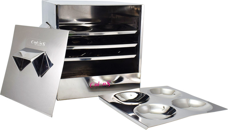 Onions Stainless Steel Cauka/Square/Cubic Idly cooker 4 plates with16 idli Induction & Standard Idli Maker(4 Plates , 16 Idlis )
