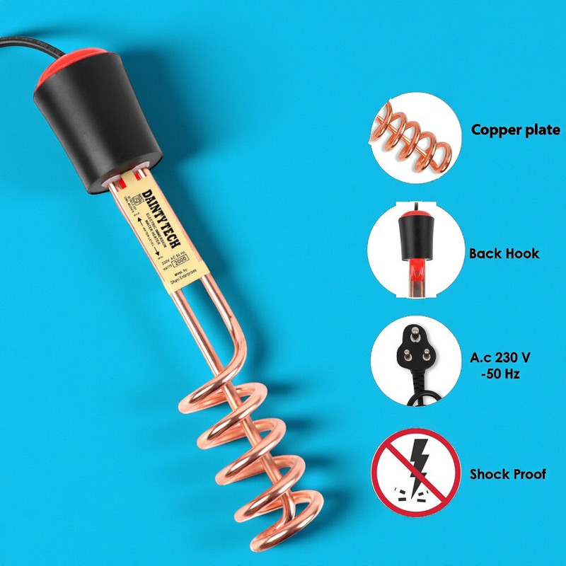 Dainty TECH ISI Mark Shock Proof And Water Proof DTB01 Brass 2000 W Shock Proof Immersion Heater Rod(Water)