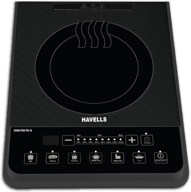 HAVELLS 1600 W Induction Cooktop Push Button(Black, Cook Pro PB-16)