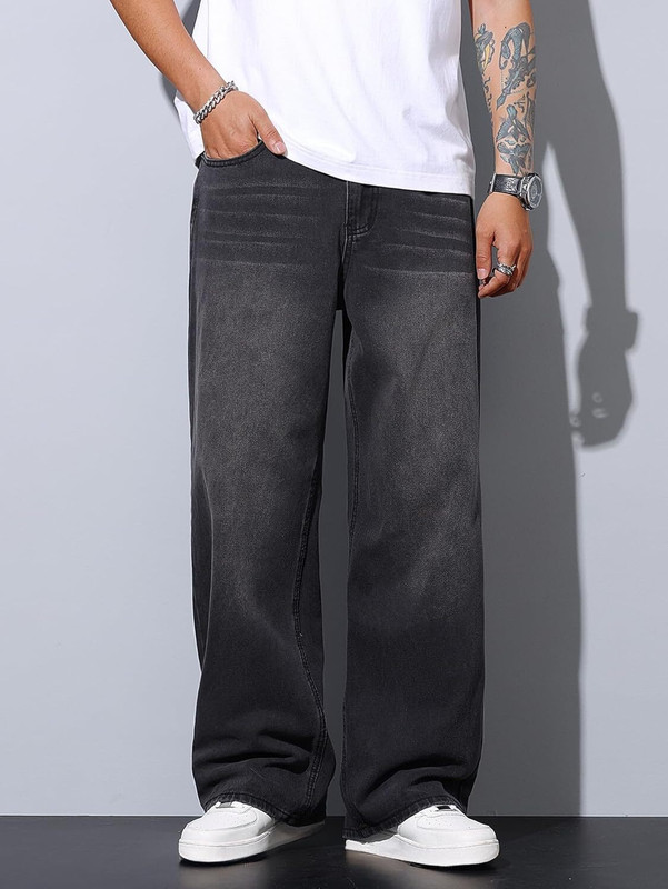 HOKER Baggy Fit Men Black Jeans