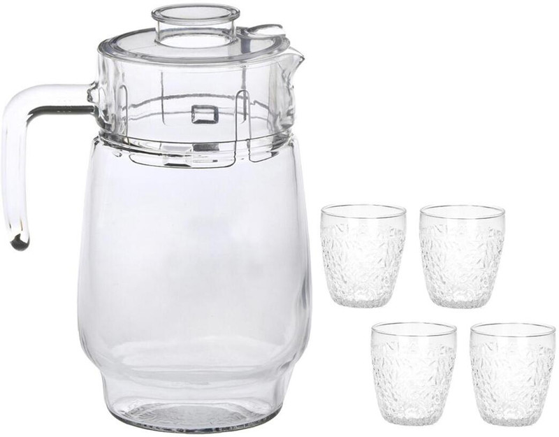 1st Time Versatile Transparent Jug & 4 Glass Set for Beverage Service, AA-34 Jug Glass Set(Glass)