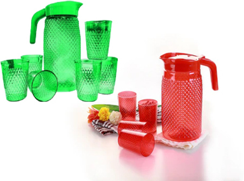 ANUWORD Daily Use Water Set – 2 Jug 12 Glass Jug Glass Set(Plastic)