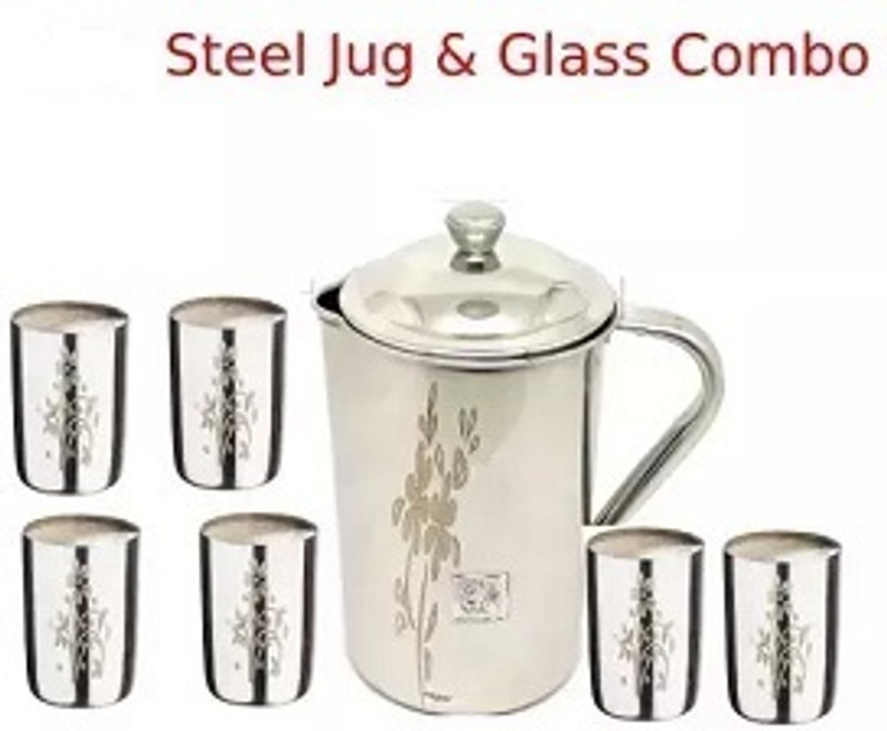 SRE SR STAINLESS STEEL 7 PCS SET. Jug Glass Set(STEEL)
