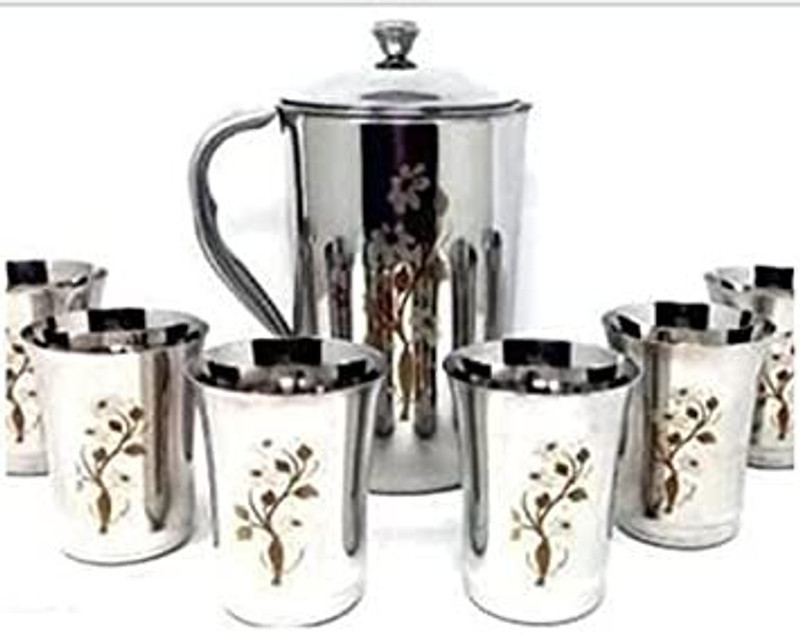 PEEZSTEEL Water jug Pari Glass Jug Glass Set(steel)