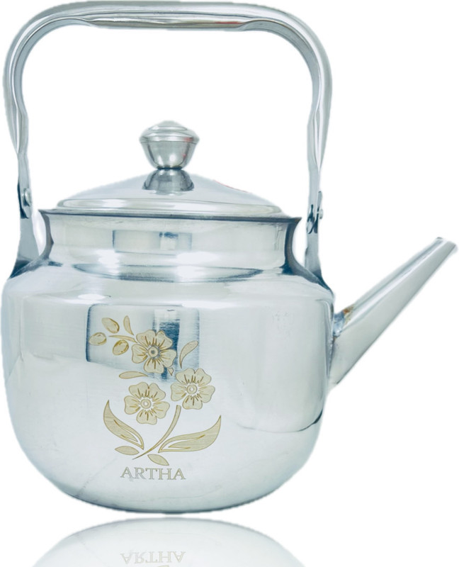 Artha S.S Laser Printed Tea Kettle 1 Ltr With Tea Strainer Best Grade Steel Tea Urn(1 L)