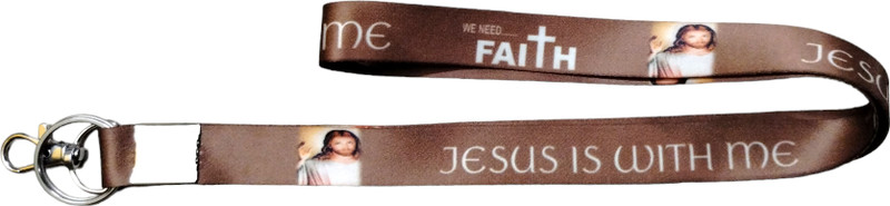 Deethyas Fashion Lord Jesus Cross Jesus With Me Printed 18inch Nylon Fabric Id Tag Hook Lanyard Key Chain