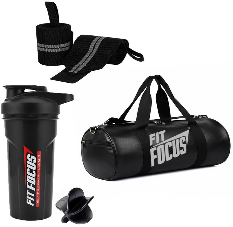 FIT FOCUS GYM BAG| GYM SHAKER AND BAG COMBO|GYM BAG MEN &WOMEN|GYM WRIST BAND|PACK OF3 Fitness Accessory Kit Kit