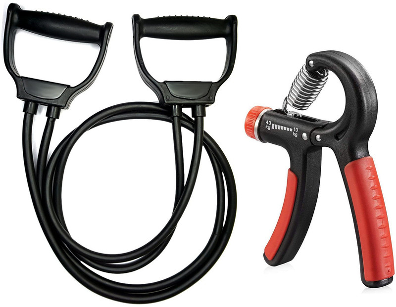 Fitnesstricks Combo Adjustable Hand Grip Strengthener with Toning Tube Fitness Accessory Kit Kit