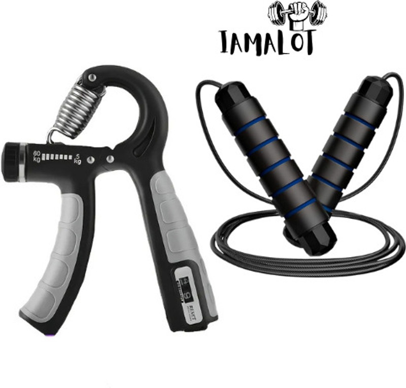 iamalot Combo of Professional Counter Hand Gripper Forearm Strengthener & Skipping Rope Fitness Accessory Kit Kit